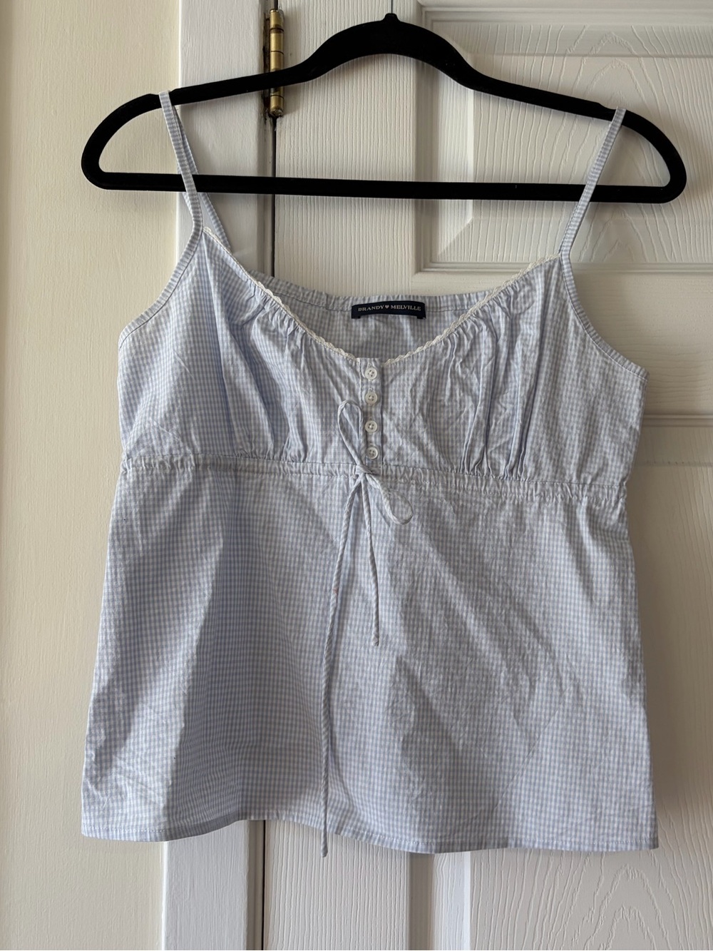 Brandy Melville Light Blue Gingham Spaghetti Strap Camisole